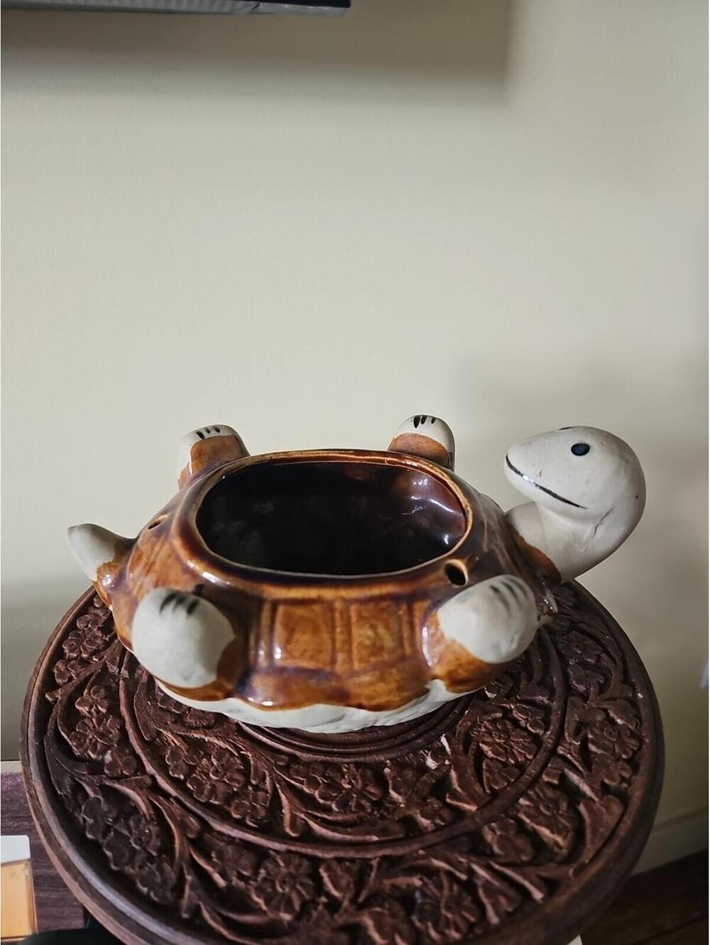 VTG. Turtle Ceramic Hanging Planter 1970's Indoor Good Condition